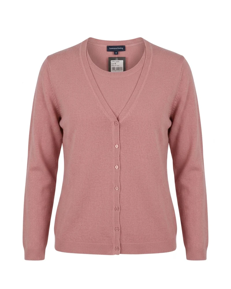 Cashmere Feeling Twinset – Zachte Knitwear in Unikleur Oudroze