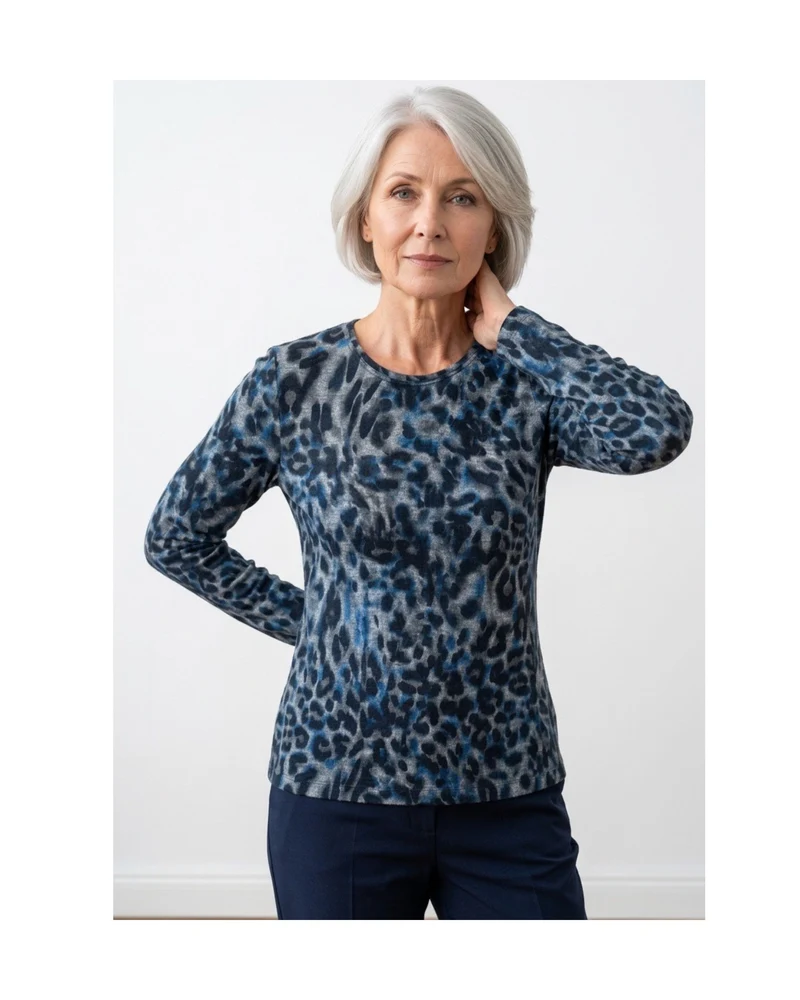Gabriella K Zachte Shirt Dierenprint Kobaltblauw