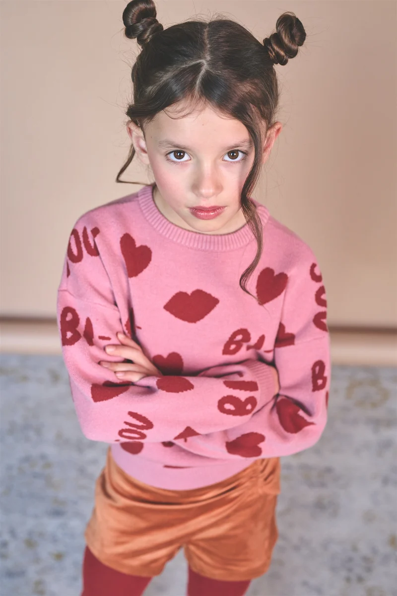 Katie Gebreide Jacquard 'Bisou' Trui Roze