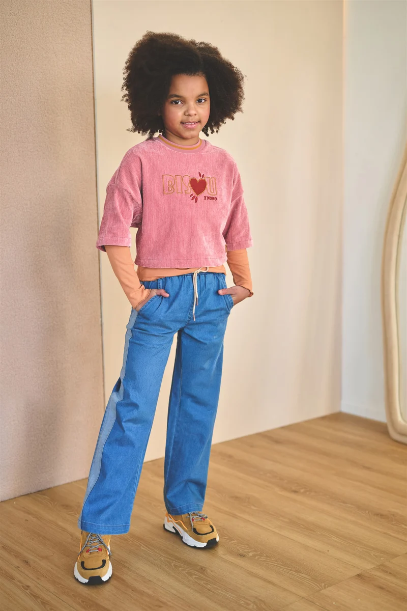 Kaily Velvet Top met Borduur Roze