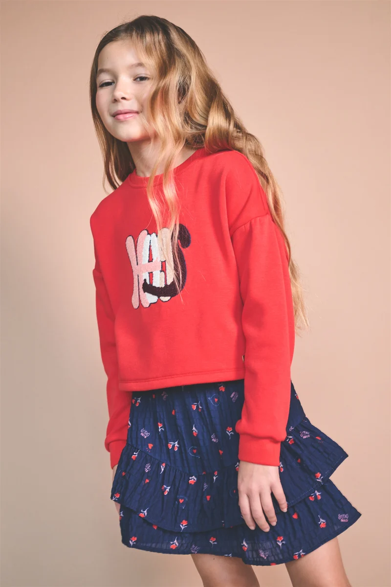 Kuya Cropped Zachte Sweater Rood