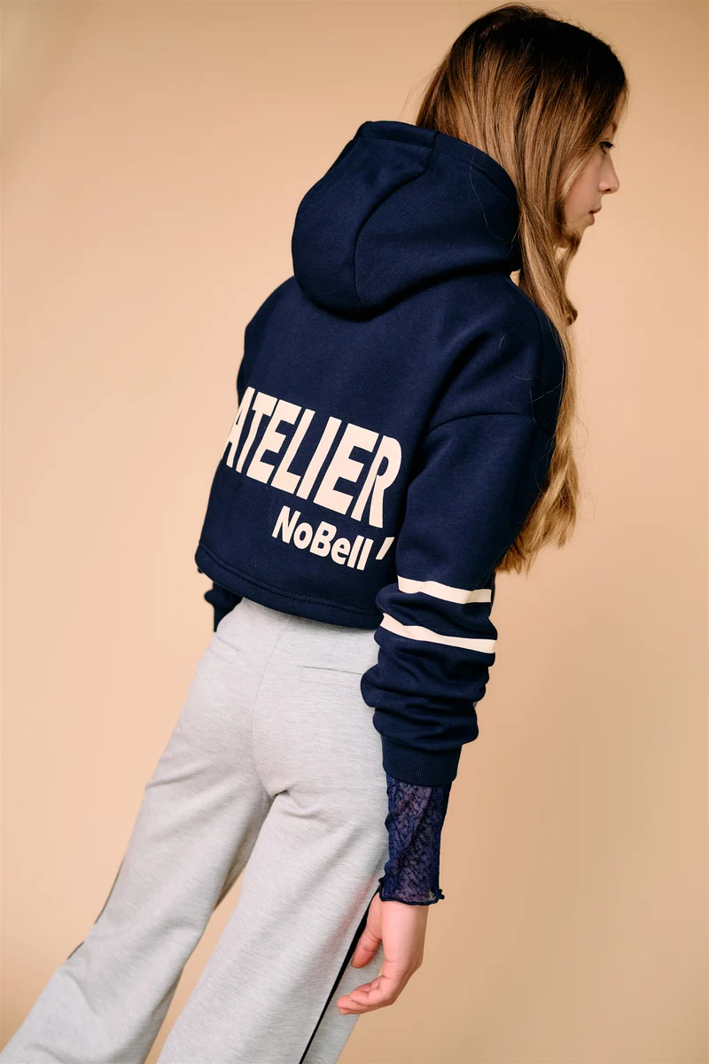 Kumy Superzachte Cropped Sweater met Capuchon Donkerblauw
