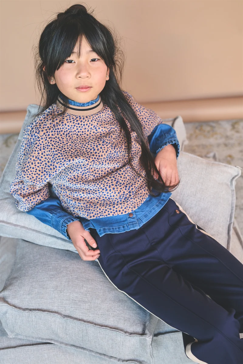 Kaily Geprinte Velvet Top Bruin