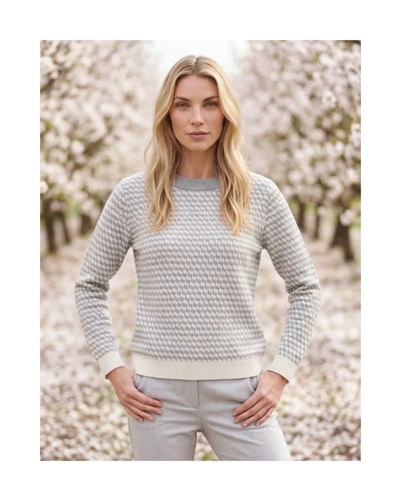 MXO Pied-de-Poule Trui Beige OffWhite