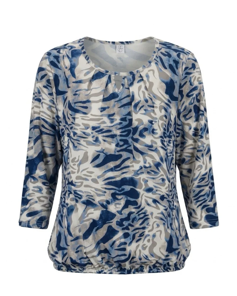 Blouson Shirt Dierenprint Rafblauw Taupe
