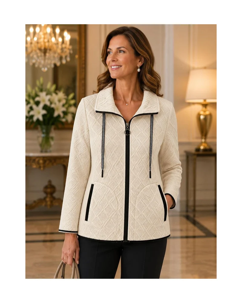 Sportief Vestjasje met Kraag en Rits Beige