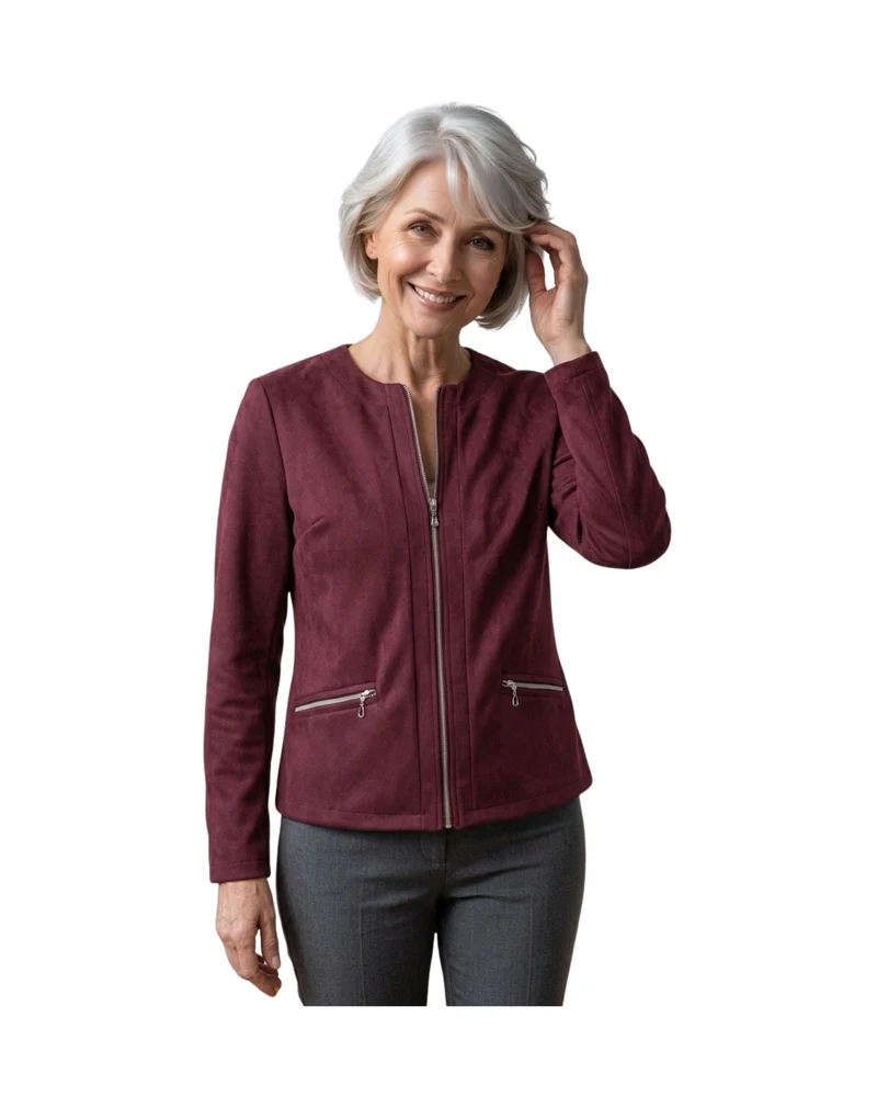 Suèdine Vestjasje met Rits Burgundy