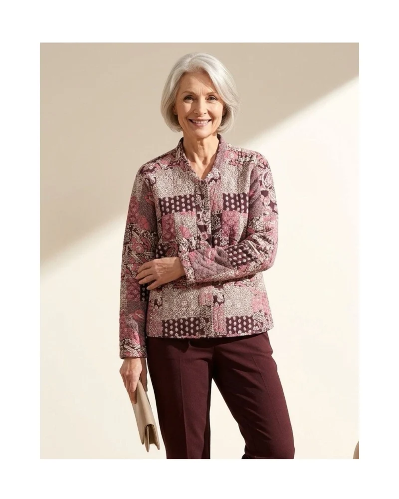 Sensia Bomberjasje met modern dessin Burgundy Roze