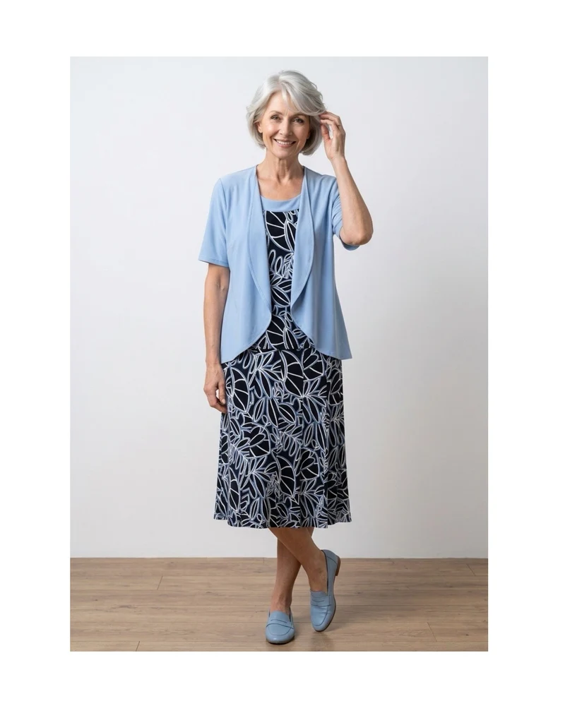 Forever Two-In-One Twinset Bladeren Blue Marine Wit