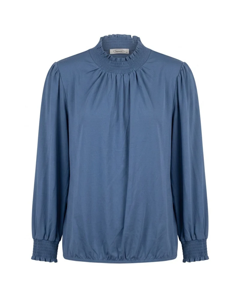 Sensia Blousonshirt Gesmokte Col Uni Rafblauw