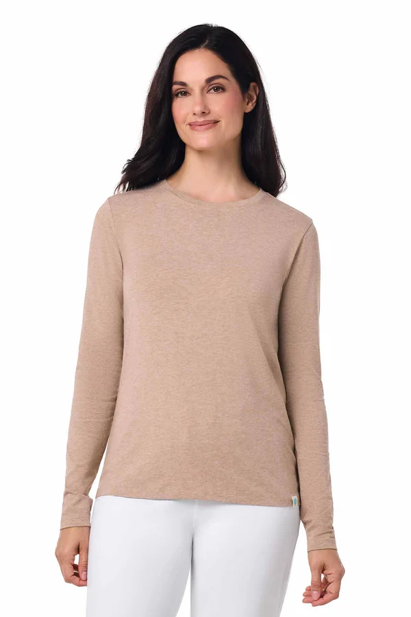 Coolibar - UV Shirt voor dames - Longsleeve - Morada - Dark Taupe Heather