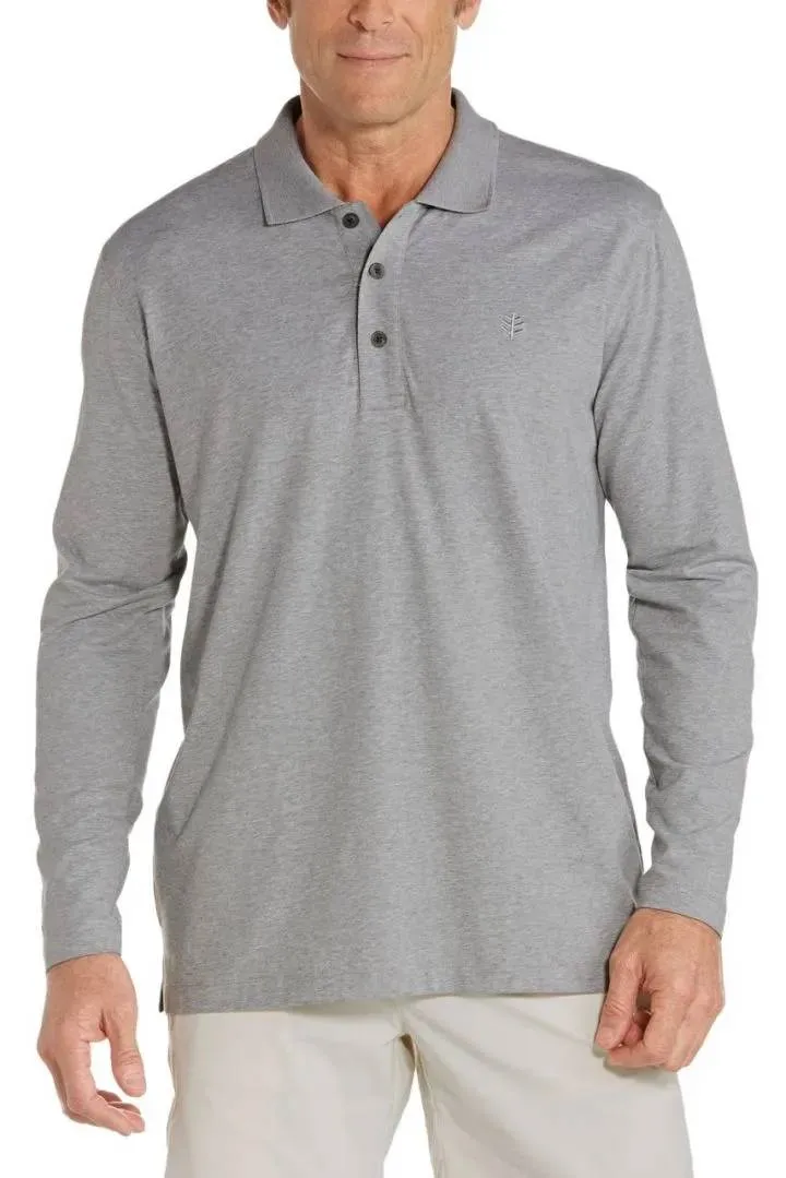 Coolibar - UV-poloshirt voor heren lange mouwen - Coppitt - Heidegrijs