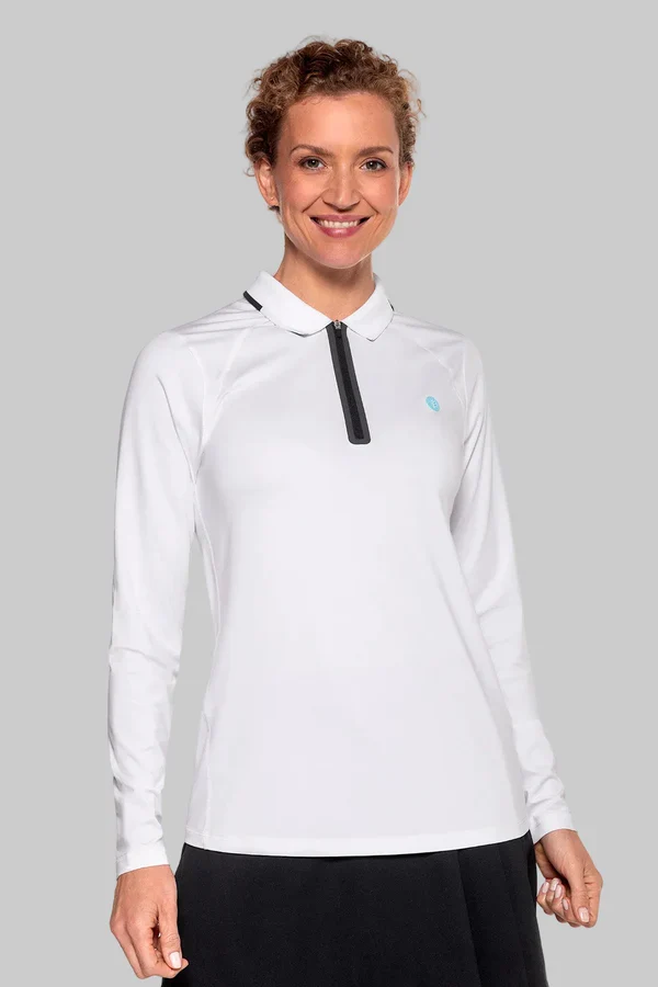 Coolibar - UV Polo Shirt voor dames - Victory Lap - Longsleeve - White