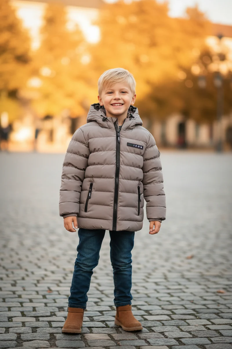 ICON Gewatteerde Winterjas Taupe Jongens