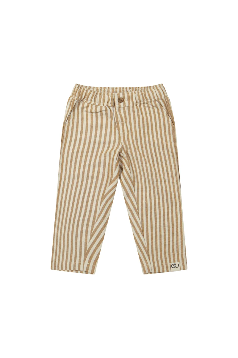 William | Linnen broek | Mud Brown stripe