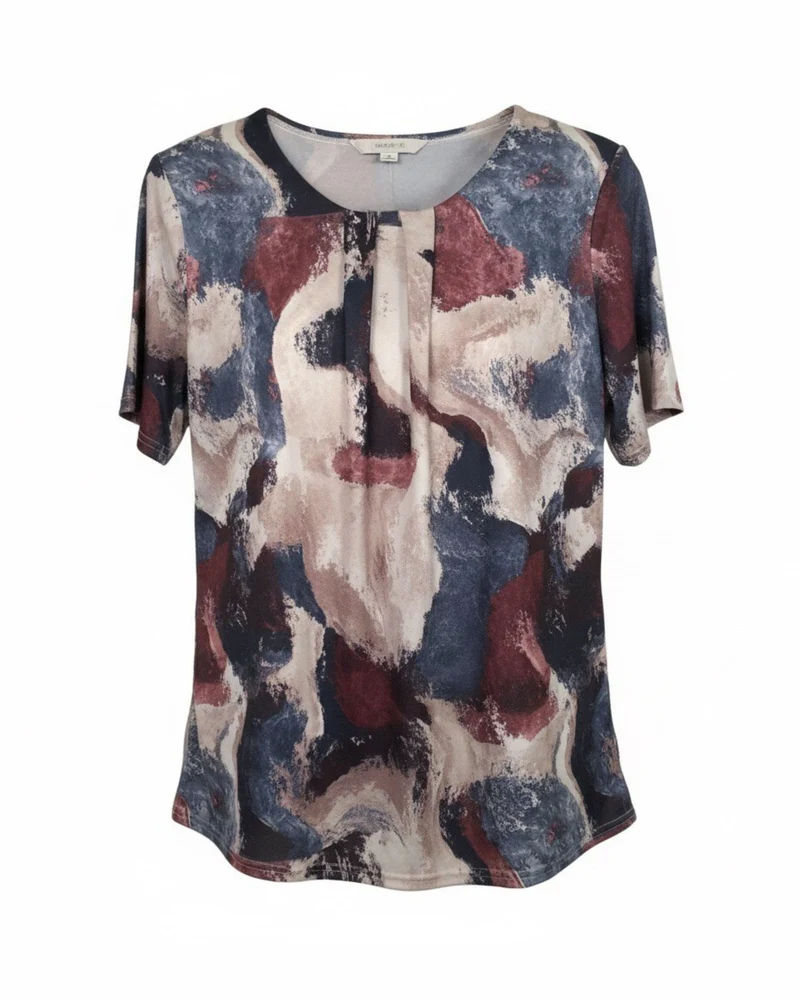 Dames Shirt Ronde hals Beige Burgundy