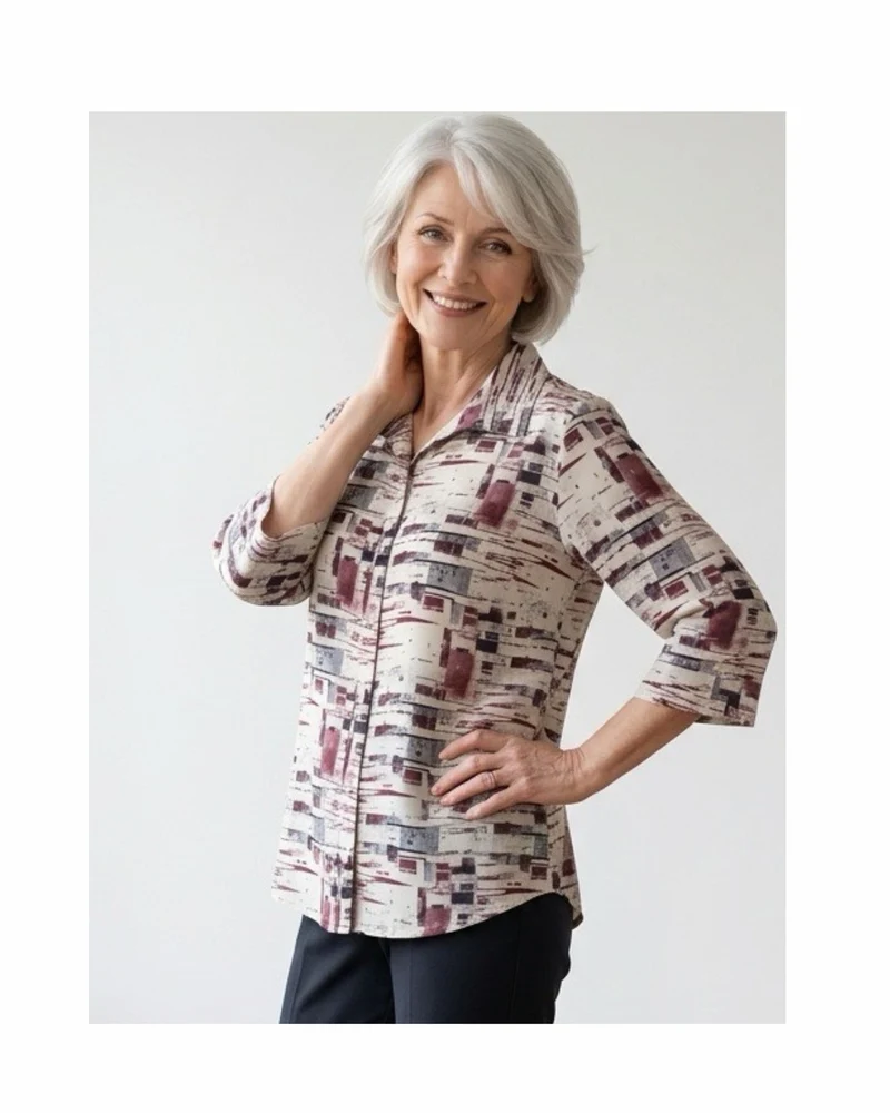 Dames Blouses Driekwart OudRoze Grijs
