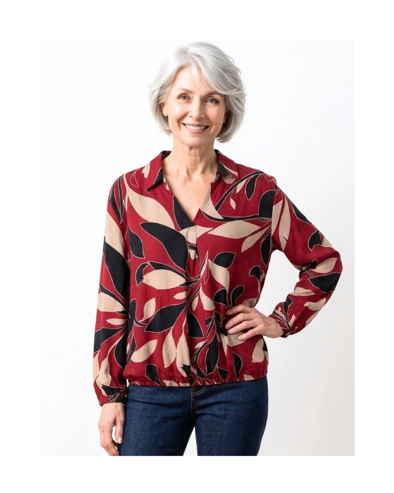 Sensia Fashion Blouson Poloshirt Bobbie met V-hals Rood