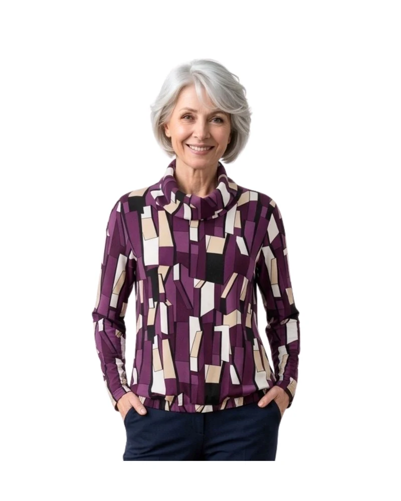 Sensia Fashion Fleece Damestrui Kolly met Losvallende Col Paars