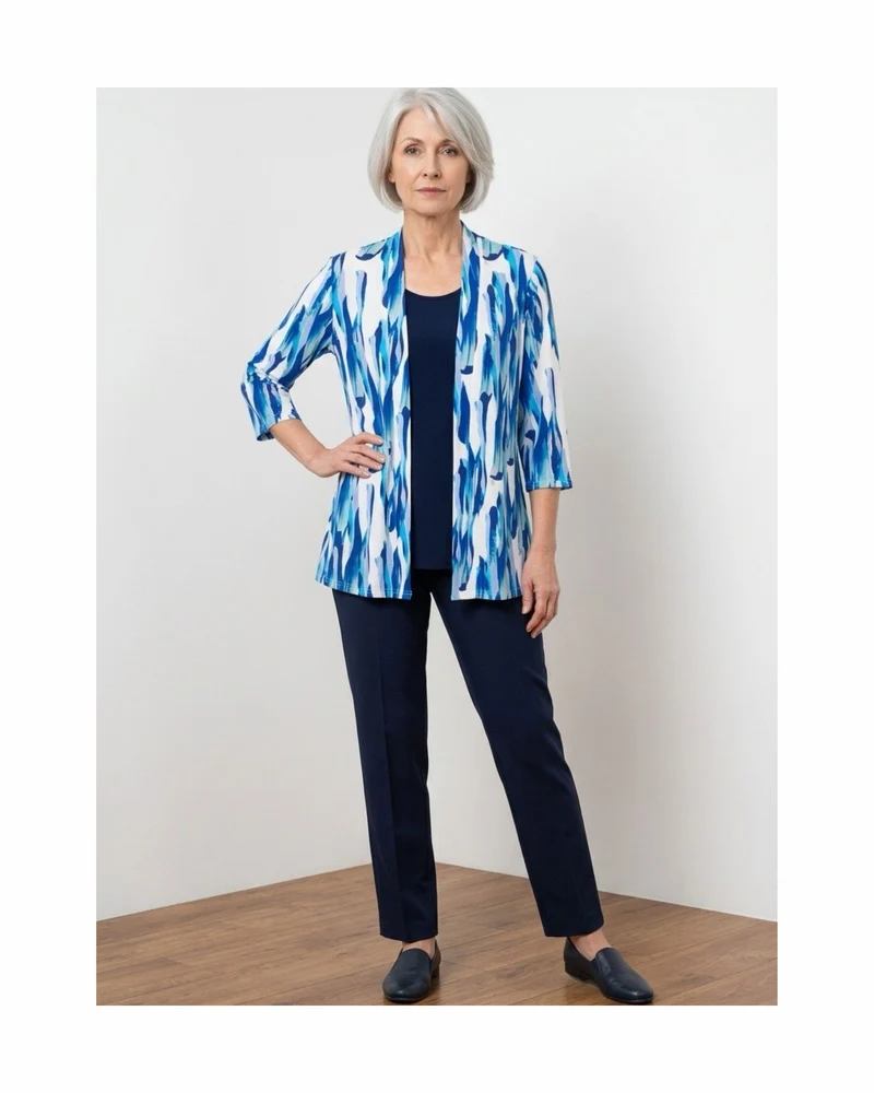 Two In One Twinset Van Viscose KobaltBlauw Wit Top Navy