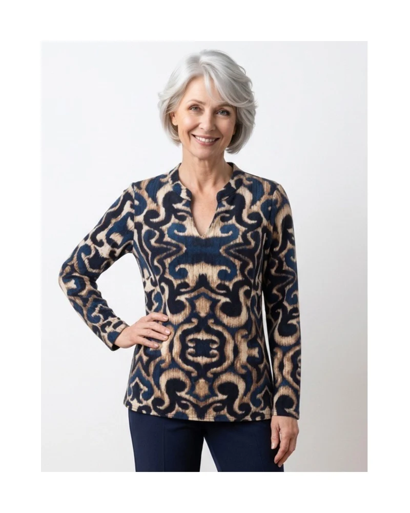 Sensia Fleece BlousonShirt Donkerblauw Bruin