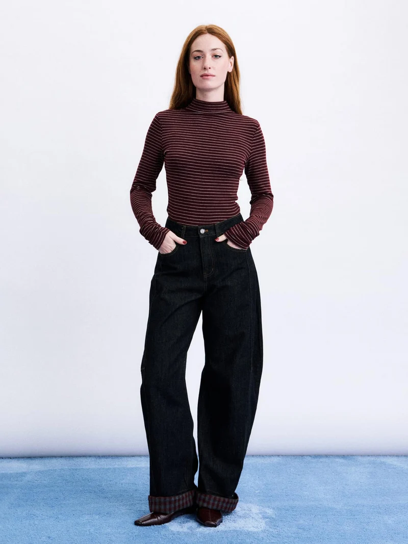 Donkerblauwe wide leg jeans bandai