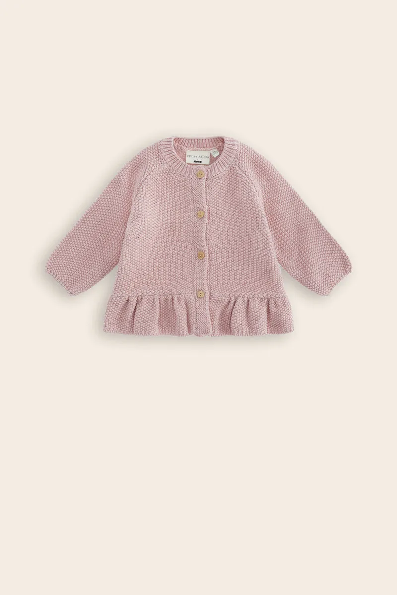Kimo Gebreid Vest met Ruffle Roze