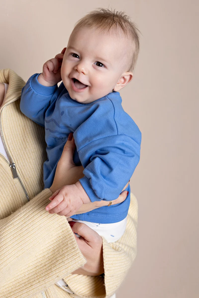 Ker Roomy Sweater met Golfjes print Blauw
