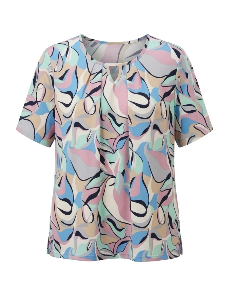 Dames Shirt Ronde Hals Roze Groen Blauw