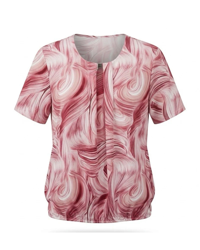 Dames Blouson shirt met subtiele siergesp Rood Wit