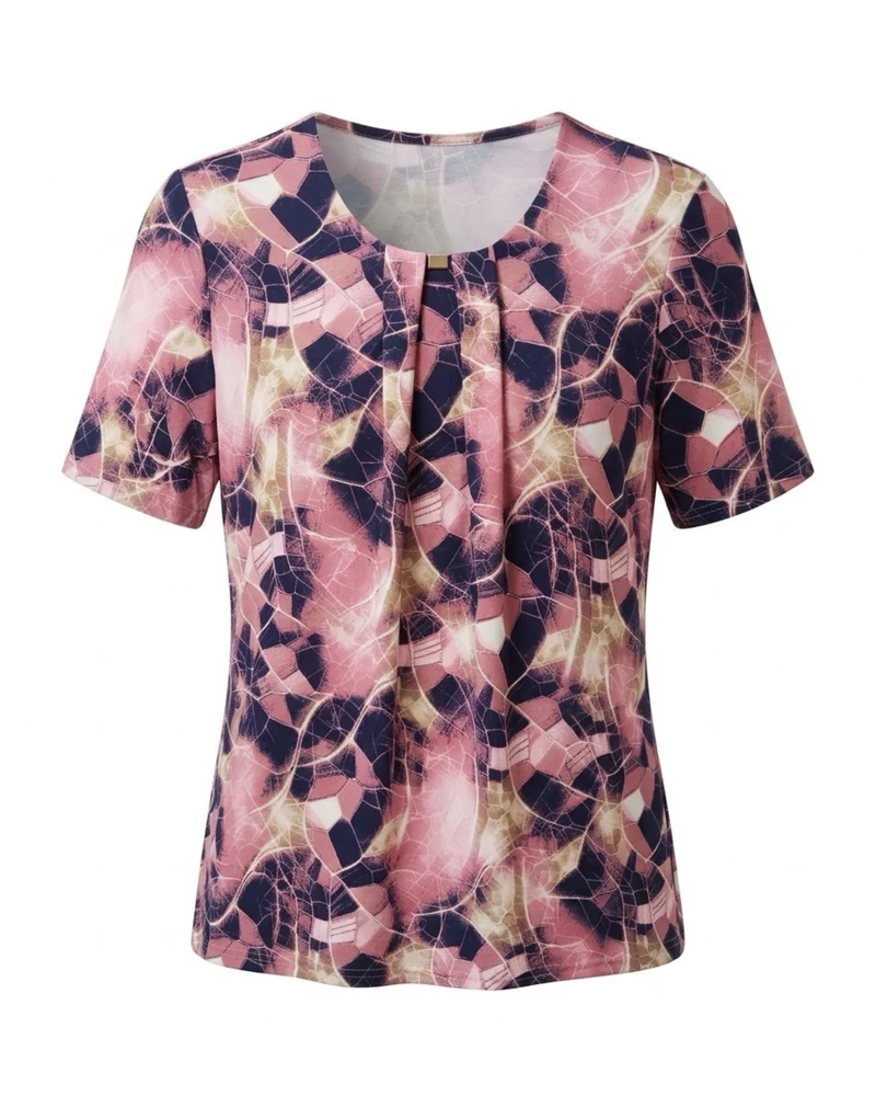 Dames Shirt met dessin en OudRoze Marine