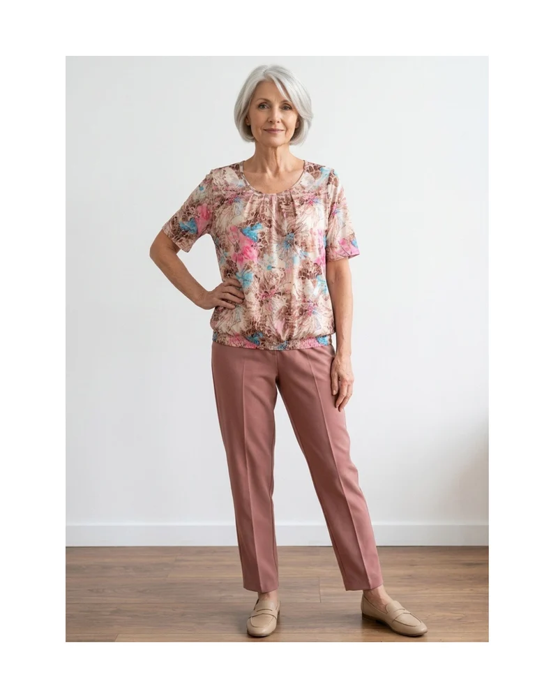 Blouson Shirt Bruin Fuchsia Beige