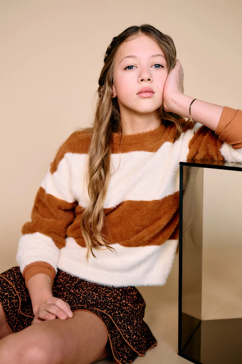 Kate Colorblock Gebreide Sweater Bruin