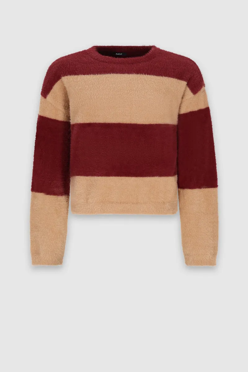 Kate Colorblock Gebreide Sweater Bordeaux