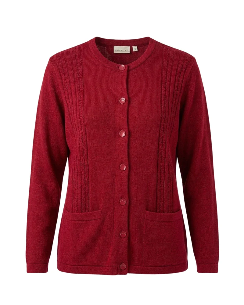 Gabriëlla K. Vest Met Knopen en Zakjes Bordeaux Rood