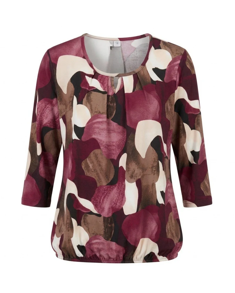 Blouson Shirt 3/4 Mouw Burgundy Taupe
