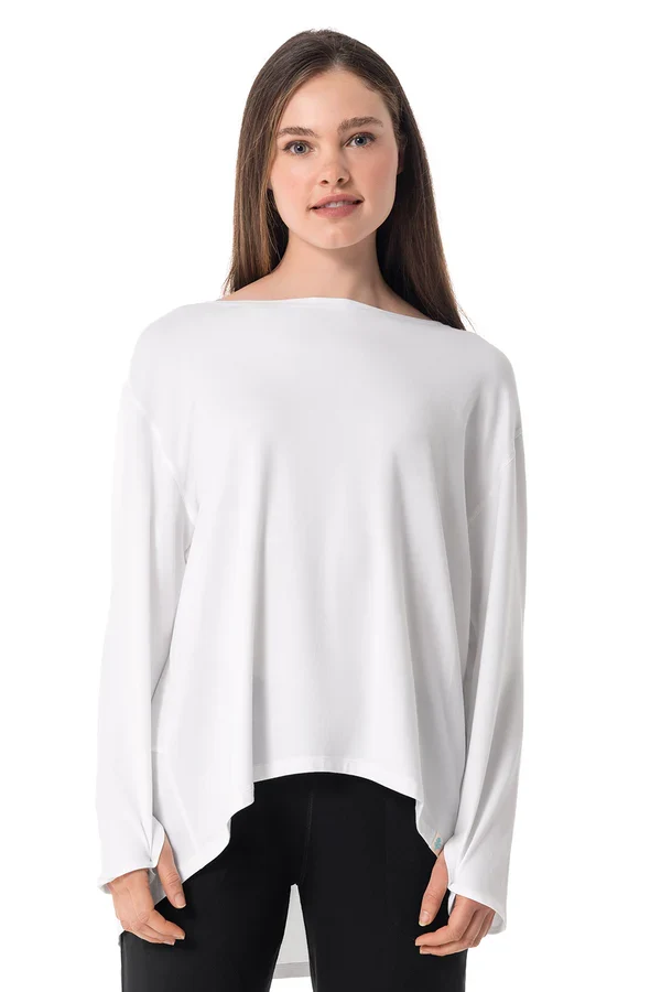 Coolibar - West Palm Drape Tee UV Shirt voor dames - Longsleeve - White
