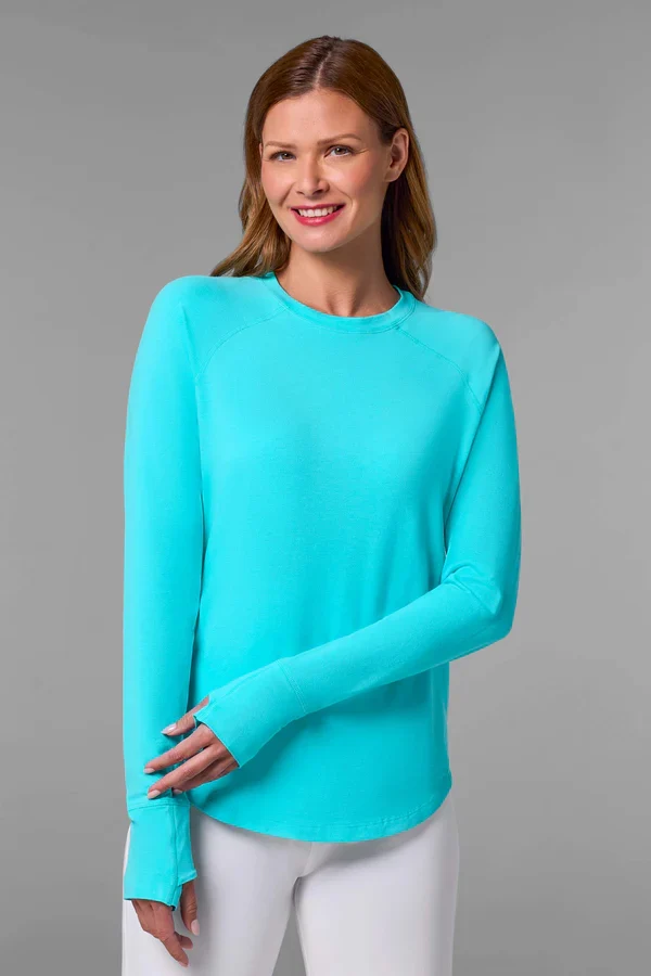 Coolibar - Lumaloe UV-shirt voor dames - Lange mouw - Blue Curacao