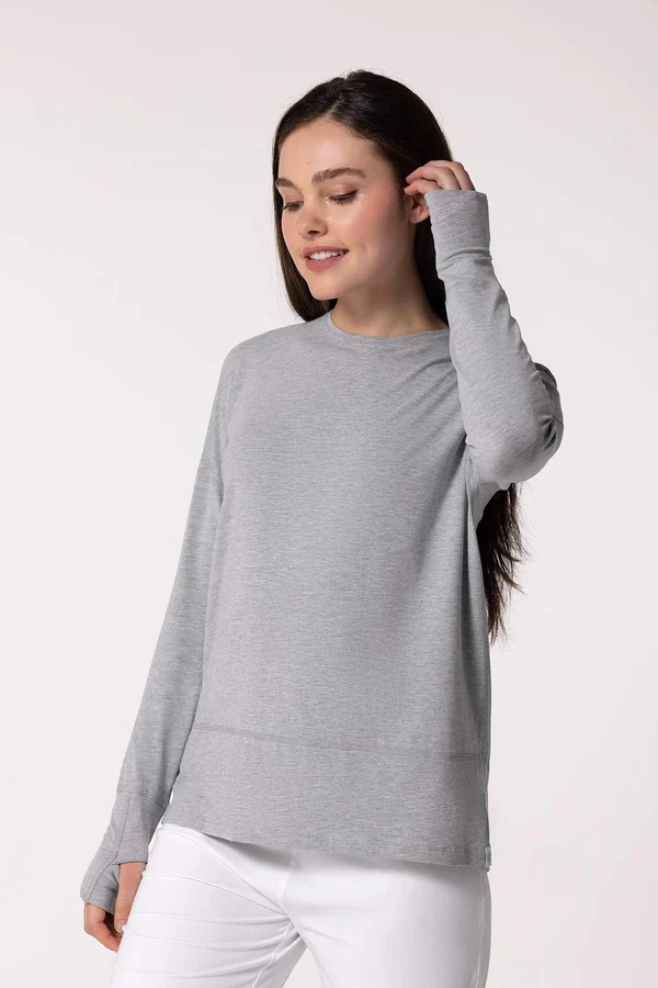 Coolibar - Lumaleo UV Relaxed Shirt voor dames - Lange mouw - Gray - Heather