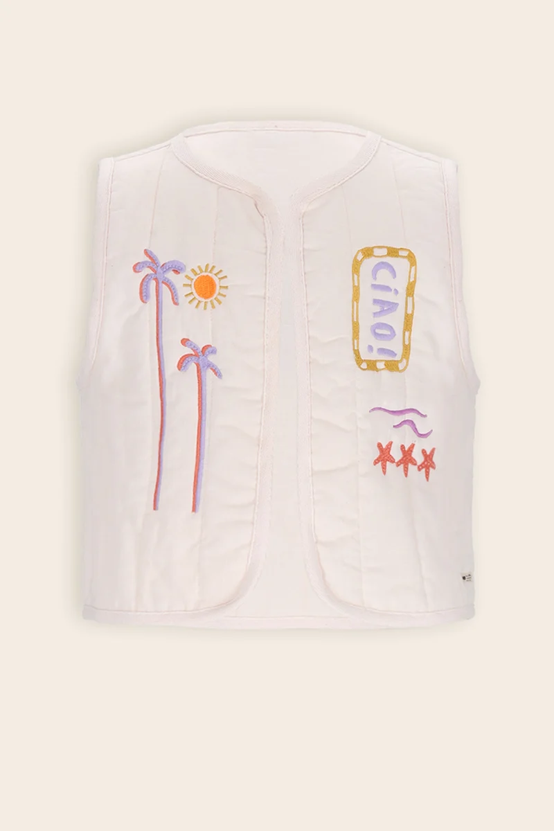 Kadi Geborduurde Gilet Licht Roze