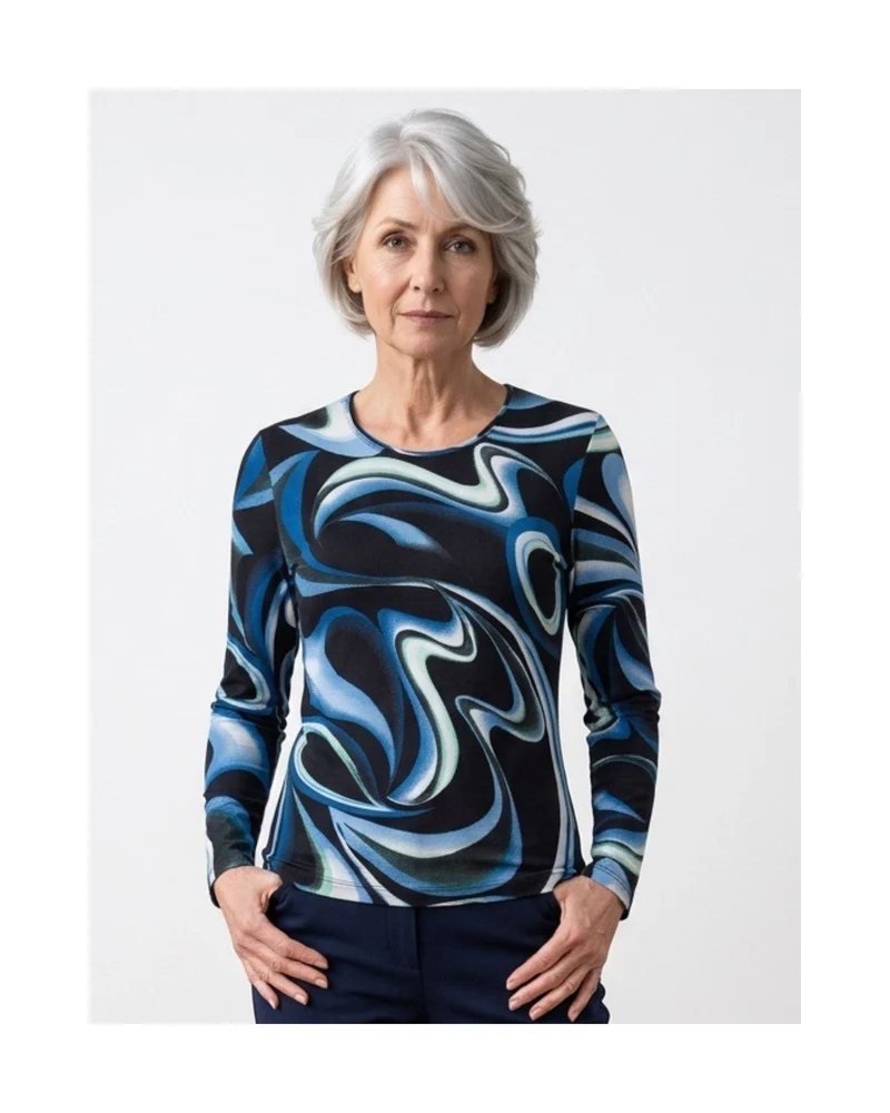 Marinello Shirt Zwart Kobaltblauw