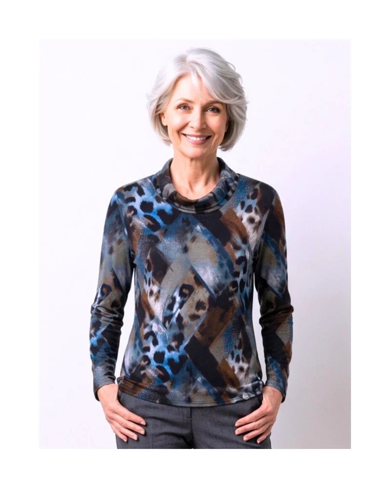 Sensia Fashion Blouson trui Kylie – Blauw Zwart Bruin