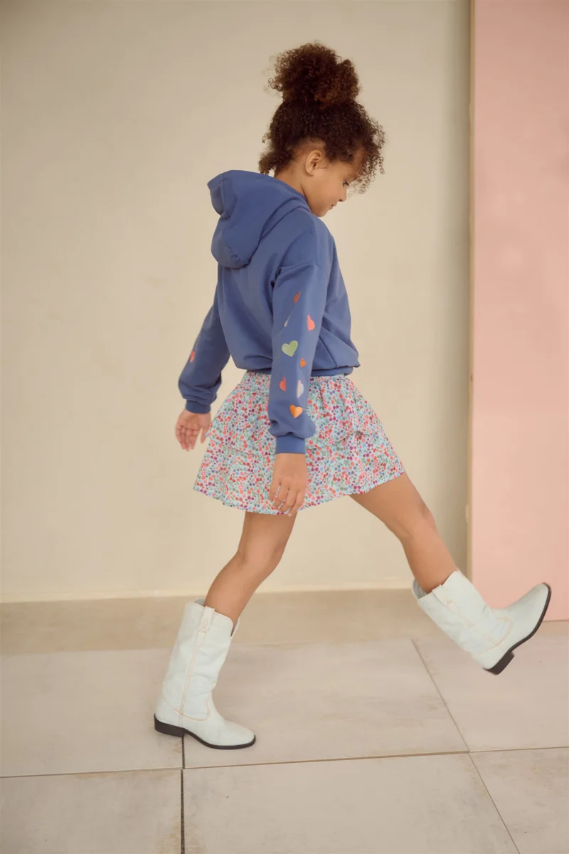 Kumy Sweater met Capuchon en hart borduursel Blauw