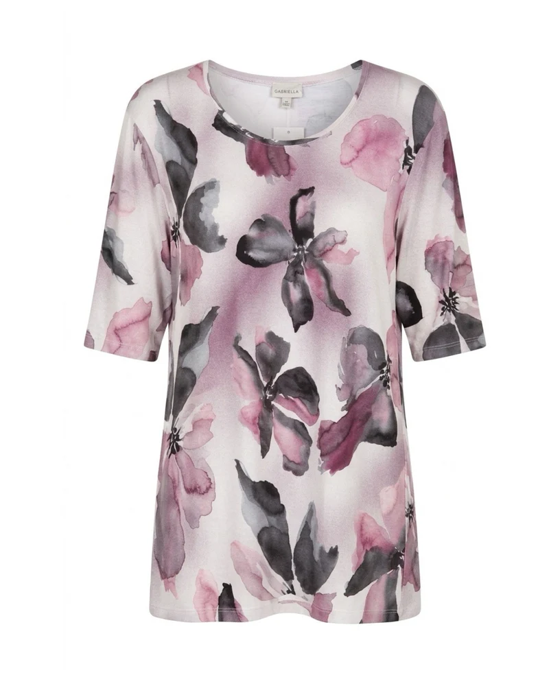 Gabrielle K. Shirt Bloem Grijs Oudroze