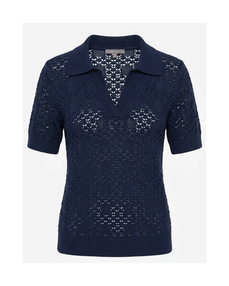 Marinello Gehaakt Poloshirt Donkerblauw