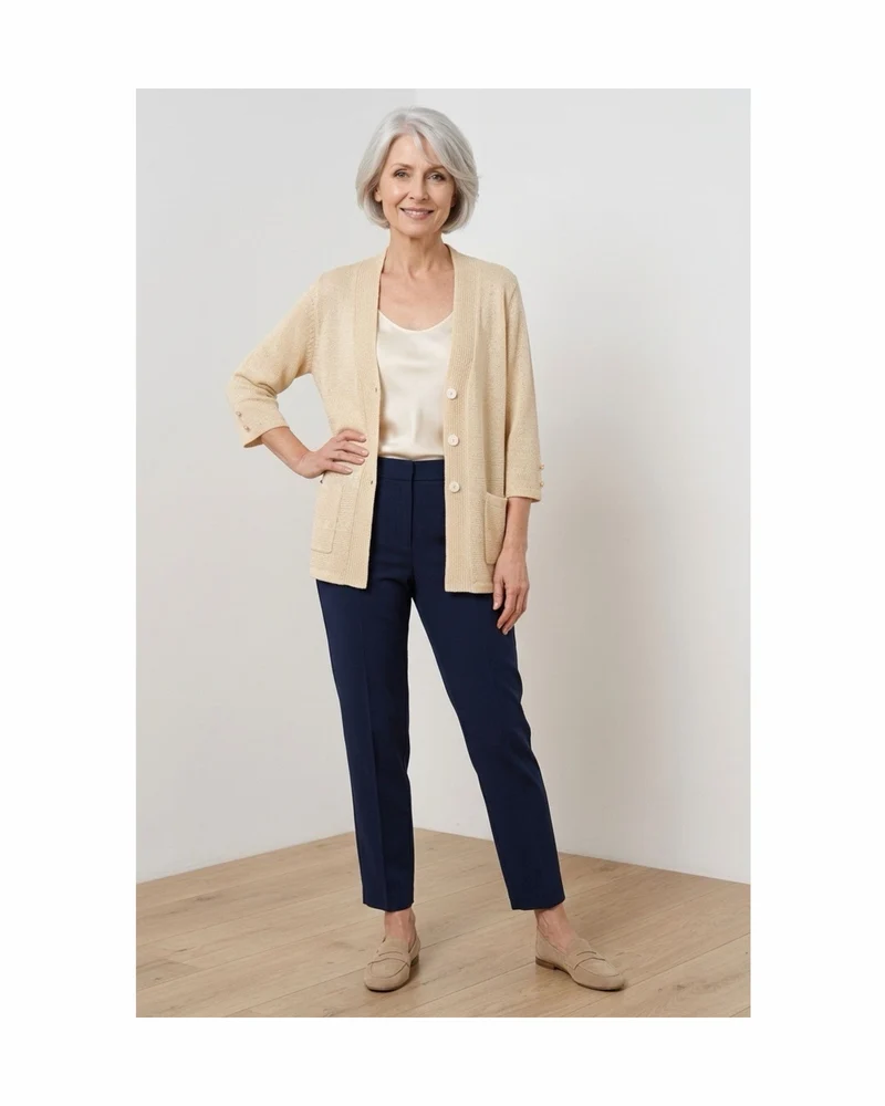 Vest V Zakjes Beige