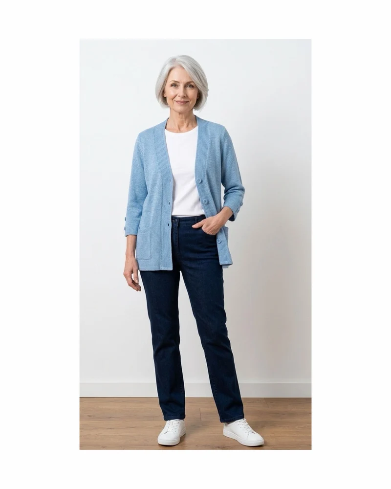 Vest V Zakjes Blauw