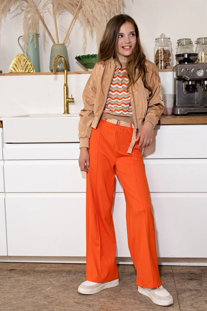 Alic Zigzag Gebreide Crop Trui Multikleuren Sand Blush