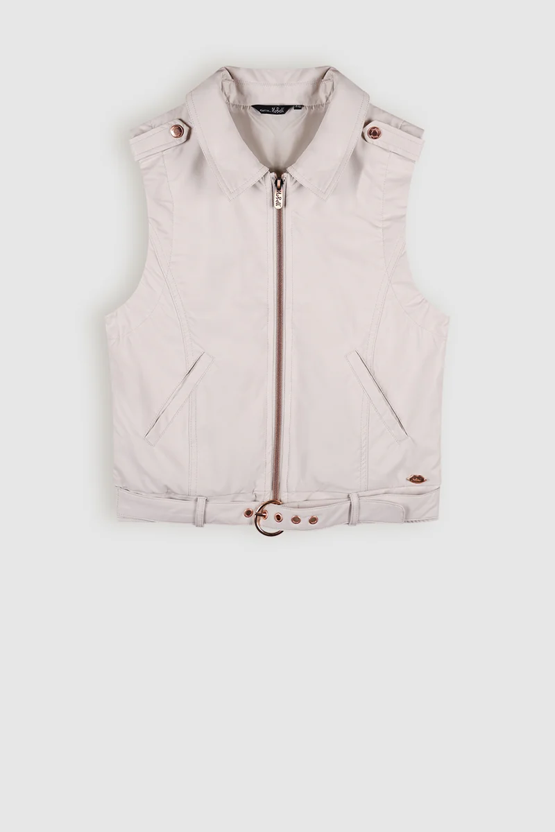 Bowie Fake Leather Biker Gilette Ivoor