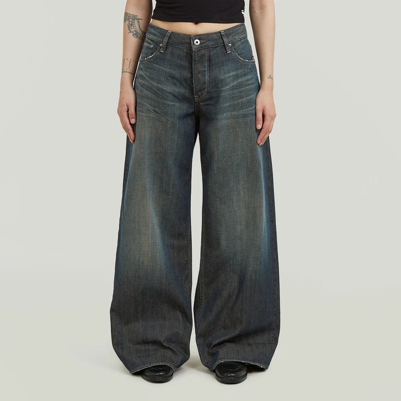 Grijsblauwe wide leg jeans roxx